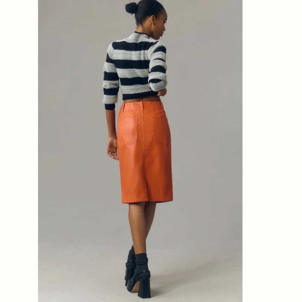 NWT Anthropologie The Colette Faux Leather Skirt by Maeve S - Picture 5 of 8